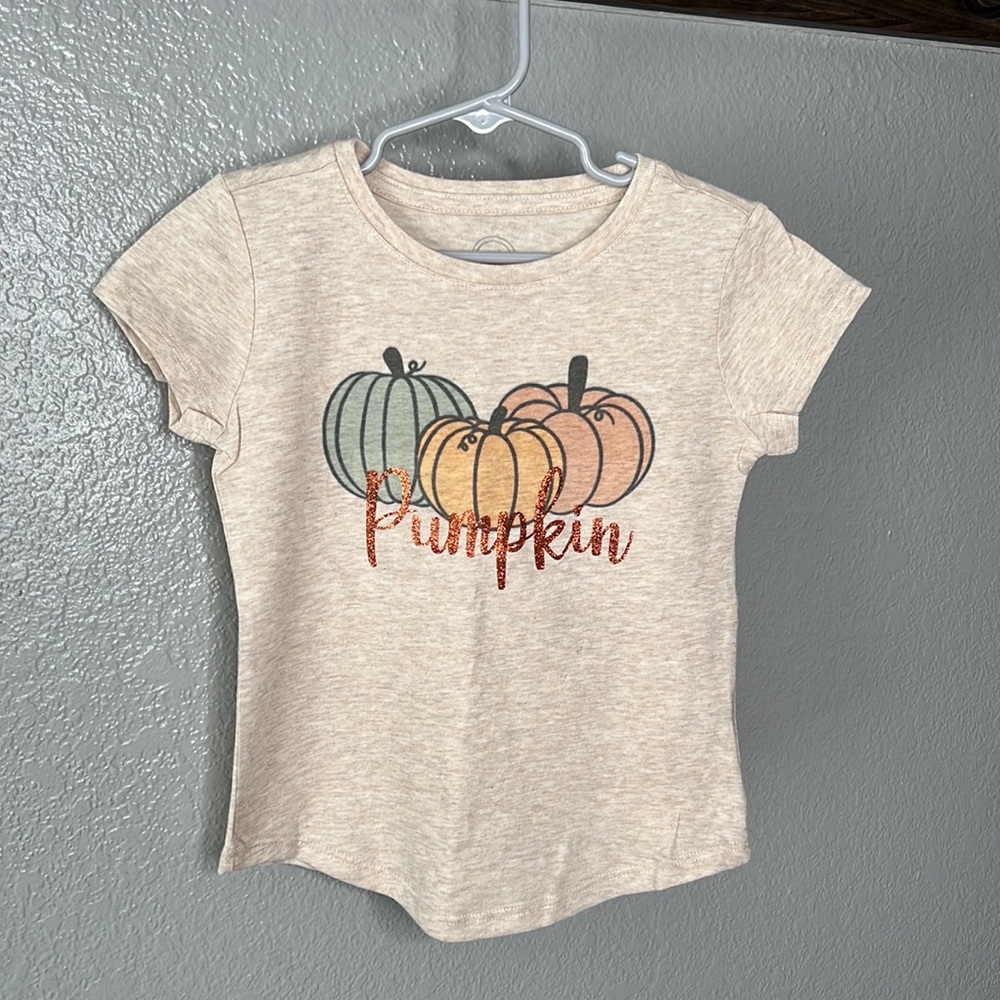 Girls XS (4-5) Fall Pumpkin Custom Made Graphic TEE